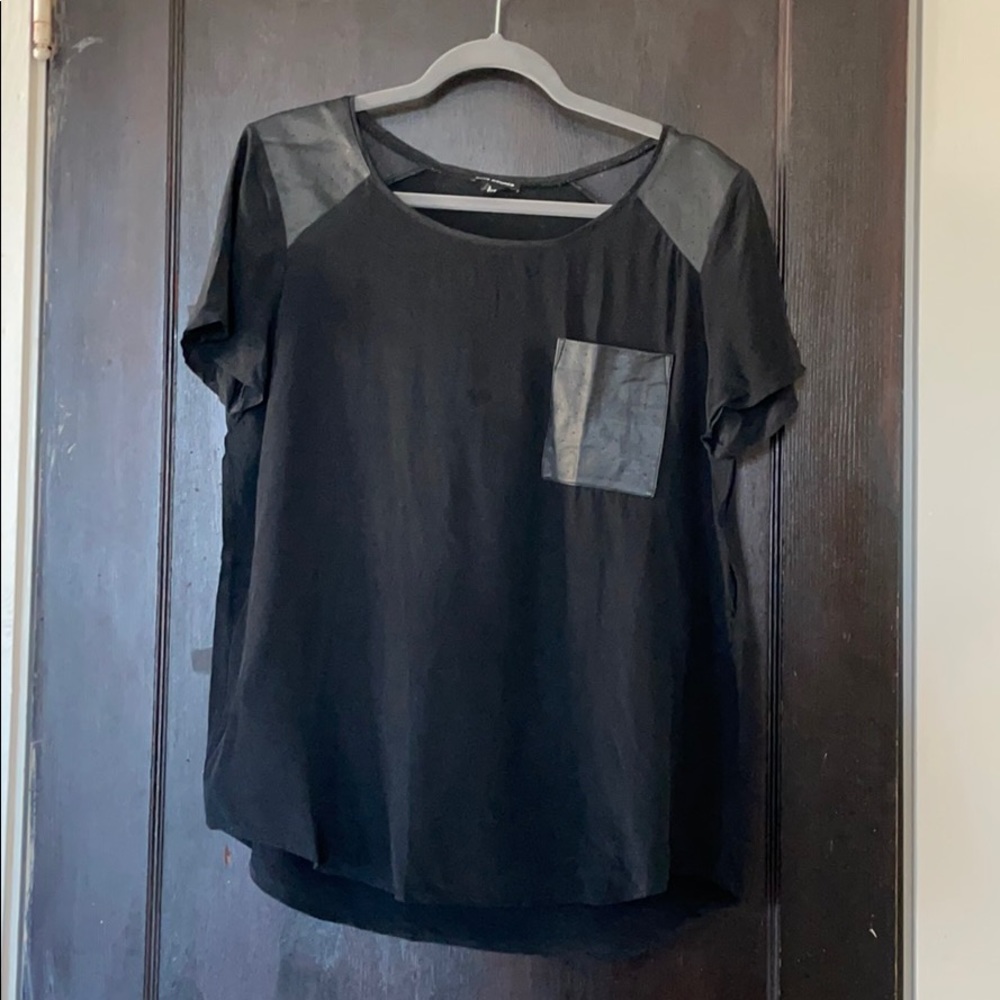 Club Monaco Silk and Faux Leather Tee